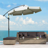 easycomfort ombrellone da giardino a braccio in metallo e poliestere con apertura a manovella o2.7x2.7 m beige