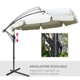 easycomfort ombrellone da giardino a braccio in metallo e poliestere con apertura a manovella o2.7x2.7 m beige