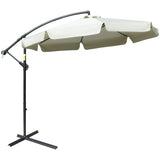 easycomfort ombrellone da giardino a braccio in metallo e poliestere con apertura a manovella o2.7x2.7 m beige