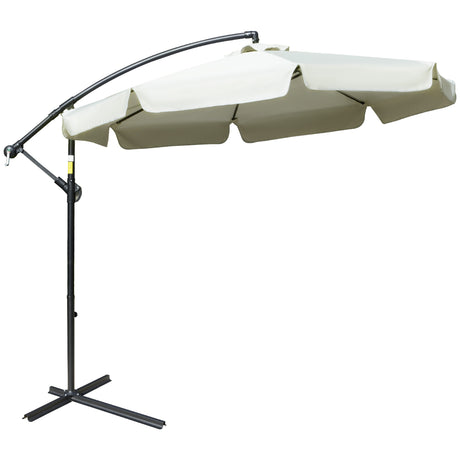 easycomfort ombrellone da giardino a braccio in metallo e poliestere con apertura a manovella o2.7x2.7 m beige