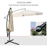 easycomfort ombrellone da giardino o2.7x2.7m a braccio con tettuccio regolabile marrone chiaro