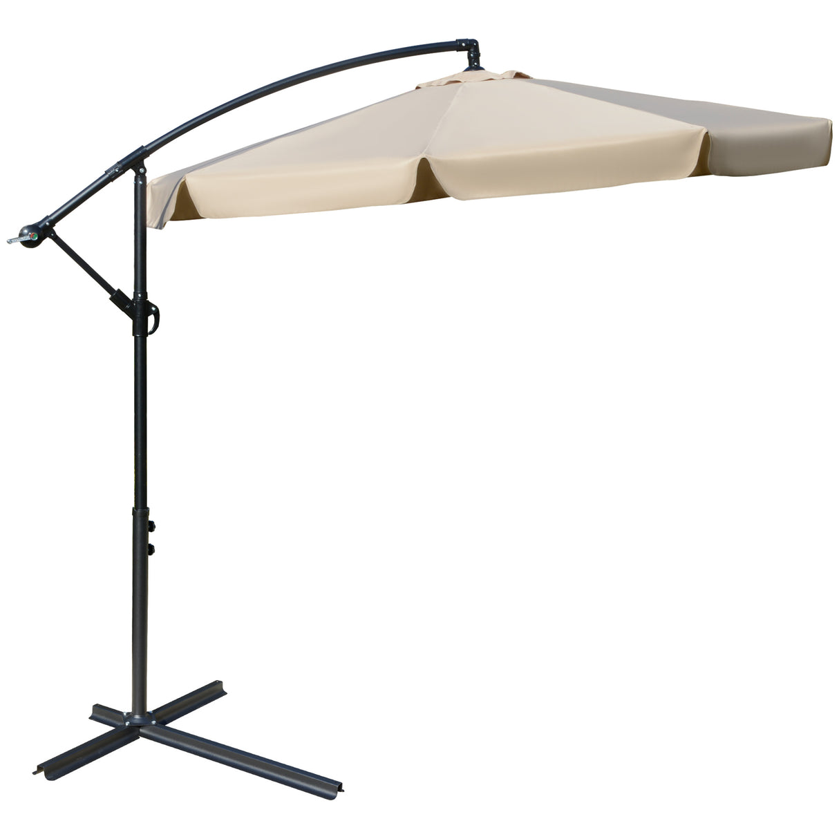 easycomfort ombrellone da giardino o2.7x2.7m a braccio con tettuccio regolabile marrone chiaro