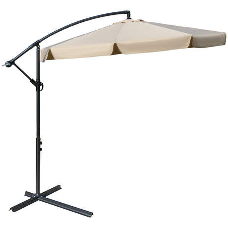 easycomfort ombrellone da giardino o2.7x2.7m a braccio con tettuccio regolabile marrone chiaro