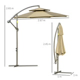 easycomfort ombrellone a braccio da esterni 2.7x2.7 cm con tettuccio regolabile a 2 livelli e base a croce marrone