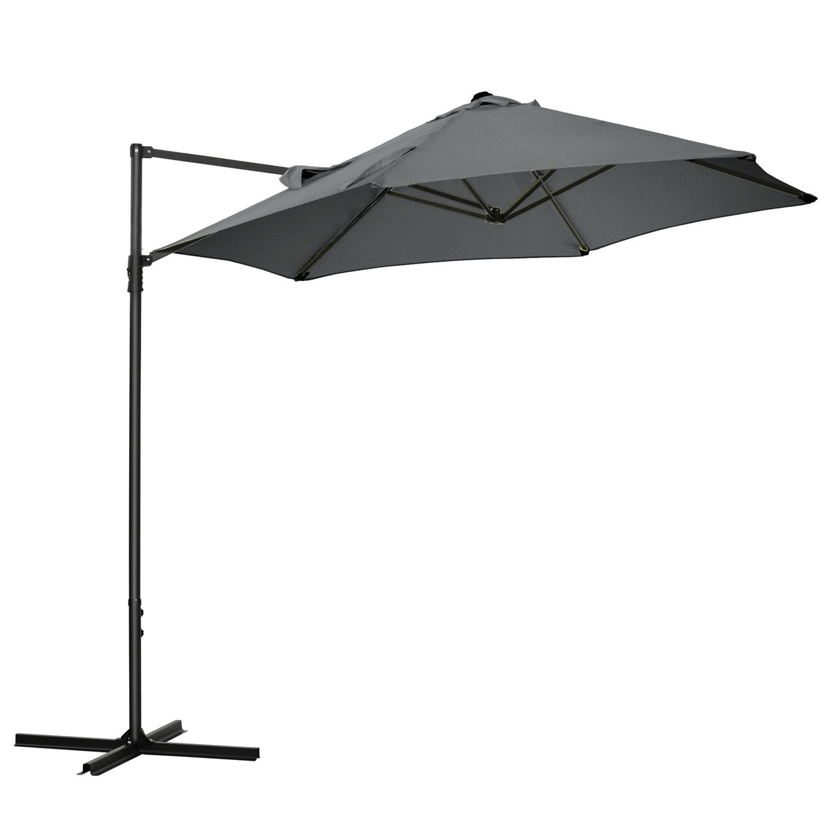 easycomfort ombrellone da giardino 2.6x2.5 m con rotazione a 360 e tettuccio ventilato in poliestere grigio