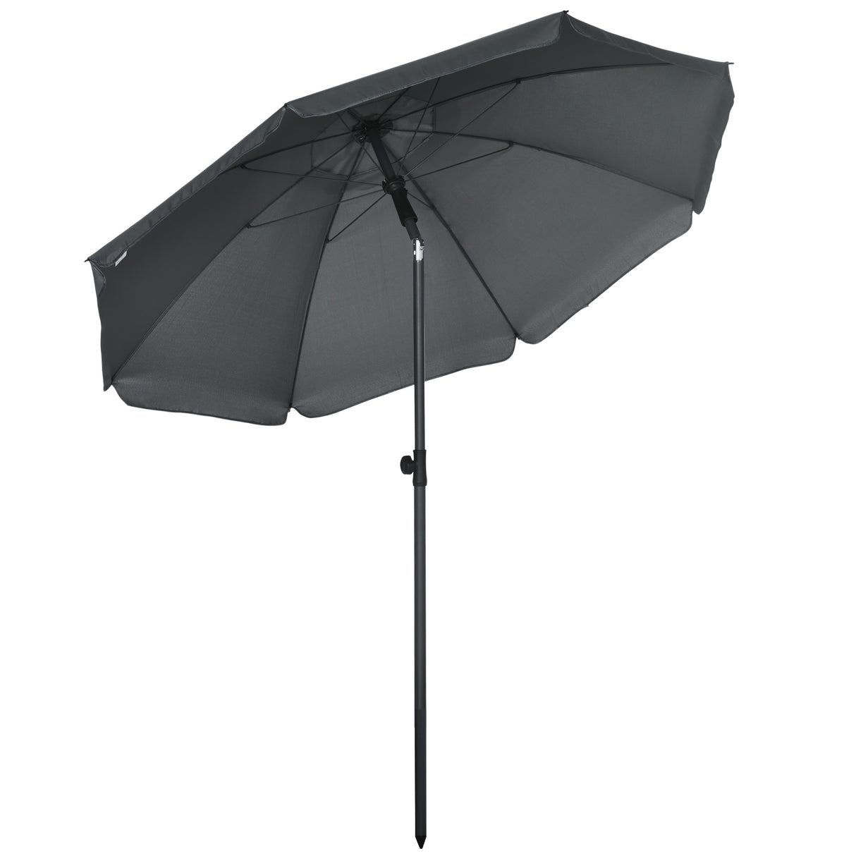 easycomfort ombrellone da spiaggia 1.8x2 m in poliestere e acciaio a 8 stecche con reclinazione a 45 grigio