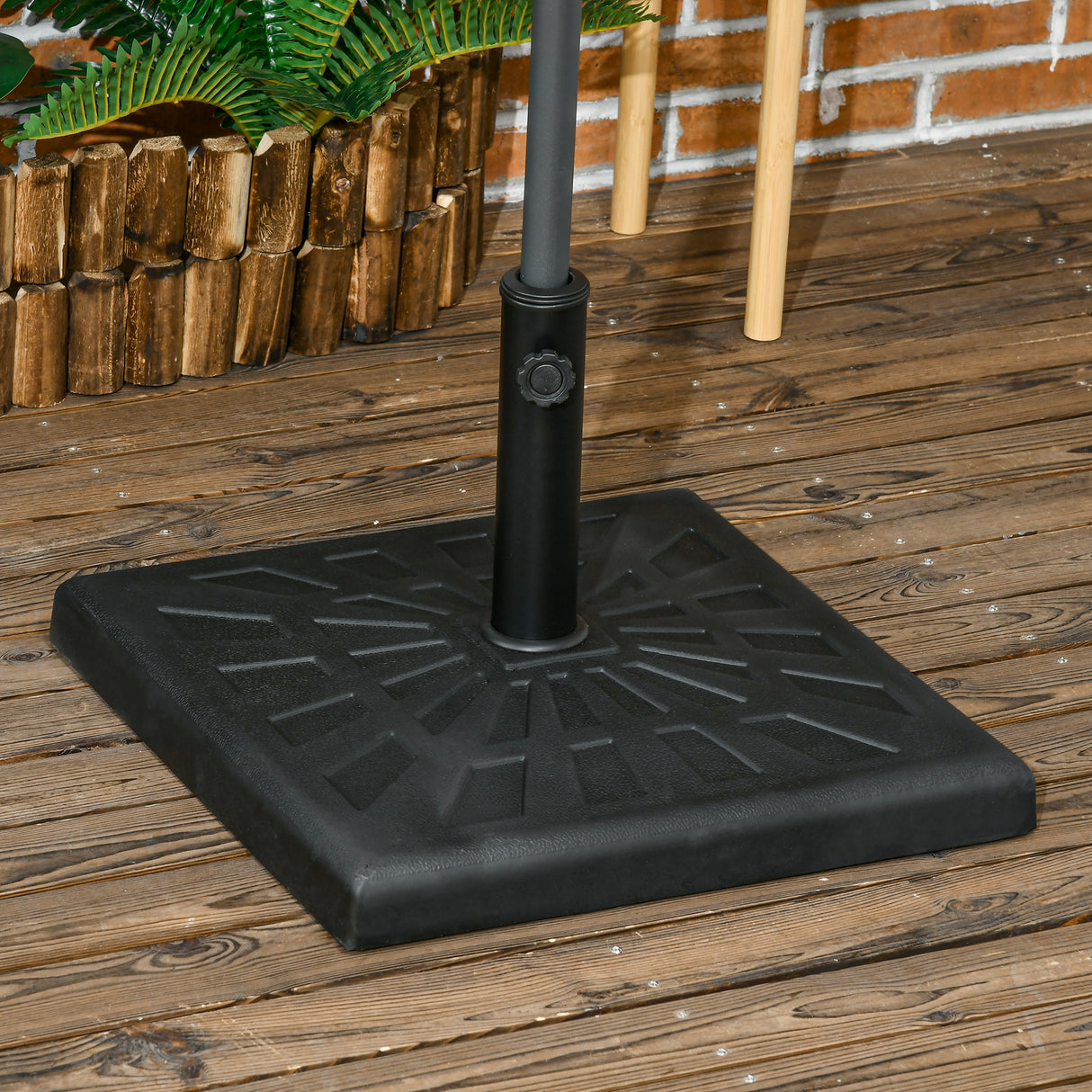 easycomfort base per ombrellone di 19kg e 51x51x32 cm in resina e acciaio per pali o32mm o38mm e o48mm nero