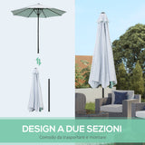 easycomfort ombrellone da giardino 3x2.5 m in metallo a 2 sezioni con 8 stecche e copertura in poliestere