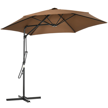 easycomfort ombrellone da giardino 3x2.5 m in metallo e poliestere a 6 stecche con base a croce marrone