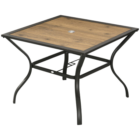 easycomfort tavolo da giardino marrone per 4 persone con foro centrale per ombrellone 94l x 94p x 71a cm
