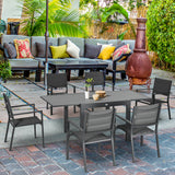 easycomfort easycomfort set da giardino 7 pezzi con tavolo allungabile e 6 sedie da giardino con seduta traspirante