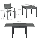 easycomfort easycomfort set da giardino 7 pezzi con tavolo allungabile e 6 sedie da giardino con seduta traspirante