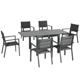 easycomfort easycomfort set da giardino 7 pezzi con tavolo allungabile e 6 sedie da giardino con seduta traspirante