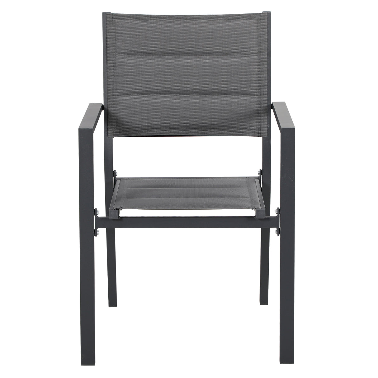 easycomfort easycomfort set da giardino con tavolo allungabile in vetro e 6 sedie con seduta traspirante grigio scuro