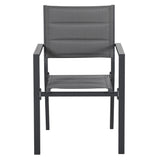 easycomfort easycomfort set da giardino con tavolo allungabile in vetro e 6 sedie con seduta traspirante grigio scuro
