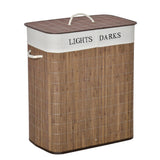 easycomfort easycomfort cesto per biancheria bambu da 100l con 2 scomparti coperchio e maniglie 52x32x63cm marrone