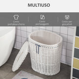 easycomfort easycomfort cesto portabiancheria in vimini con coperchio e sacco interno in tessuto lavabile bianco