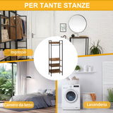 easycomfort easycomfort appendiabiti da terra con 1 asta e 4 ripiani aperti in truciolato e acciaio 60x40x180 cm marrone