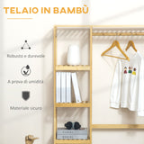 easycomfort easycomfort appendiabiti da terra in legno di bambu attaccapanni con mensole laterali per ingresso e camera da letto 90x30x155cm