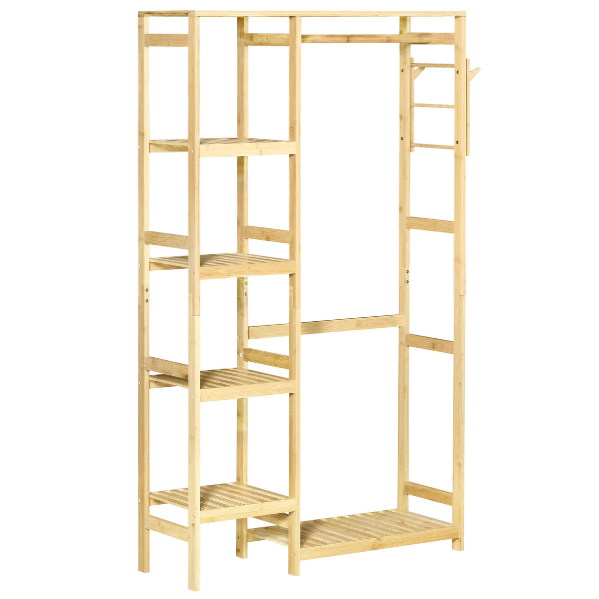 easycomfort easycomfort appendiabiti da terra in legno di bambu attaccapanni con mensole laterali per ingresso e camera da letto 90x30x155cm
