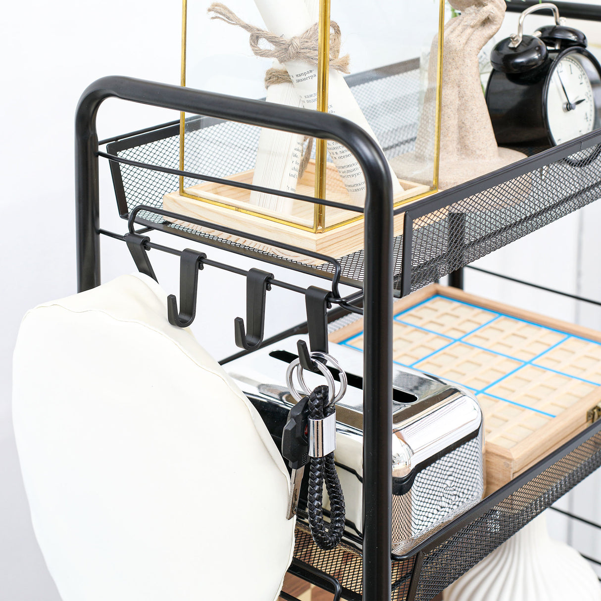 easycomfort easycomfort carrello da cucina a 3 livelli con cesti removibili e 4 ruote in acciaio e plastica pp 41 5lx26 5x63 cm nero