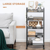 easycomfort easycomfort carrello da cucina salvaspazio a 5 livelli con cestini a rete in acciaio 45x26 5x106cm nero