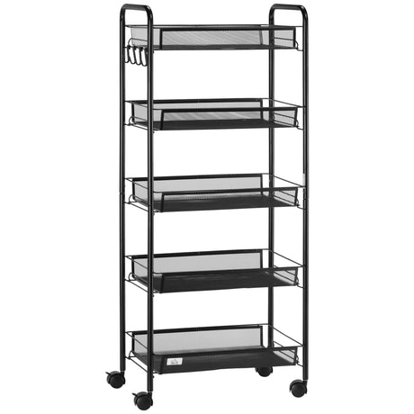easycomfort easycomfort carrello da cucina salvaspazio a 5 livelli con cestini a rete in acciaio 45x26 5x106cm nero