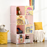 easycomfort easycomfort mobile scarpiera modulare salvaspazio 6 cubi 35x45x35 cm in acciaio e pp 74x47x144 cm rosa