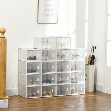 easycomfort easycomfort mobile scarpiera modulare salvaspazio 18 cubi 28x36x21 cm in plastica pp bianco