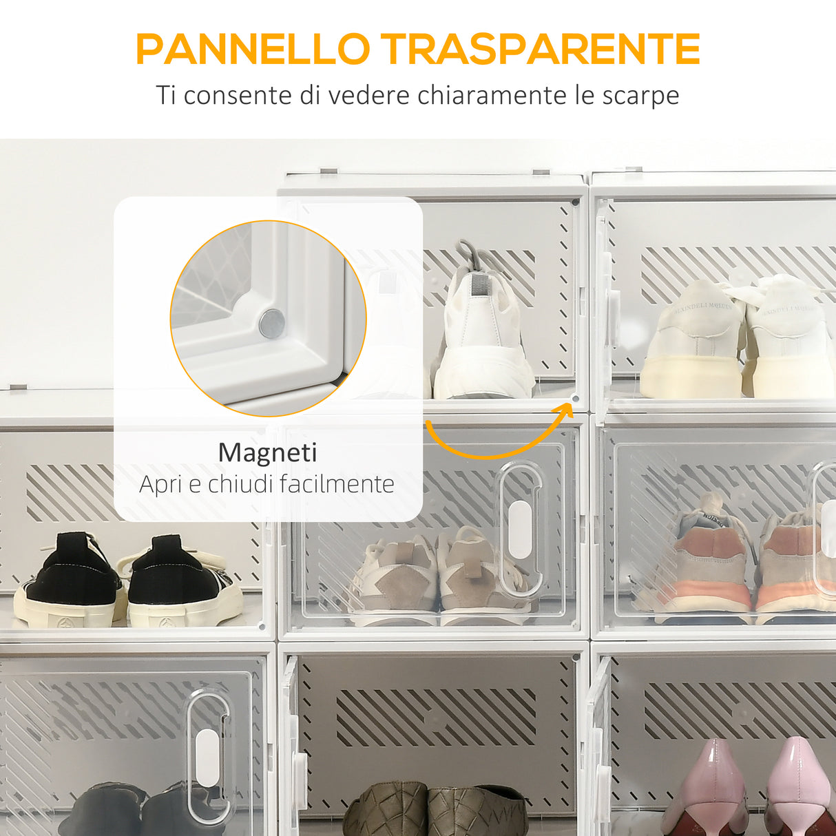 easycomfort easycomfort mobile scarpiera modulare salvaspazio 18 cubi 28x36x21 cm in plastica pp bianco