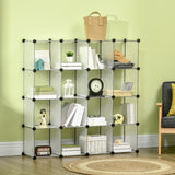 easycomfort easycomfort mobile scarpiera modulare salvaspazio 16 cubi 30x30x30 cm in acciaio e pp 125x32x125 cm trasparente