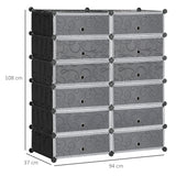 easycomfort easycomfort mobile scarpiera modulare salvaspazio 12 cubi 45x35x16 cm in acciaio e pp nero e bianco