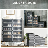 easycomfort easycomfort mobile scarpiera modulare salvaspazio 12 cubi 45x35x16 cm in acciaio e pp nero e bianco