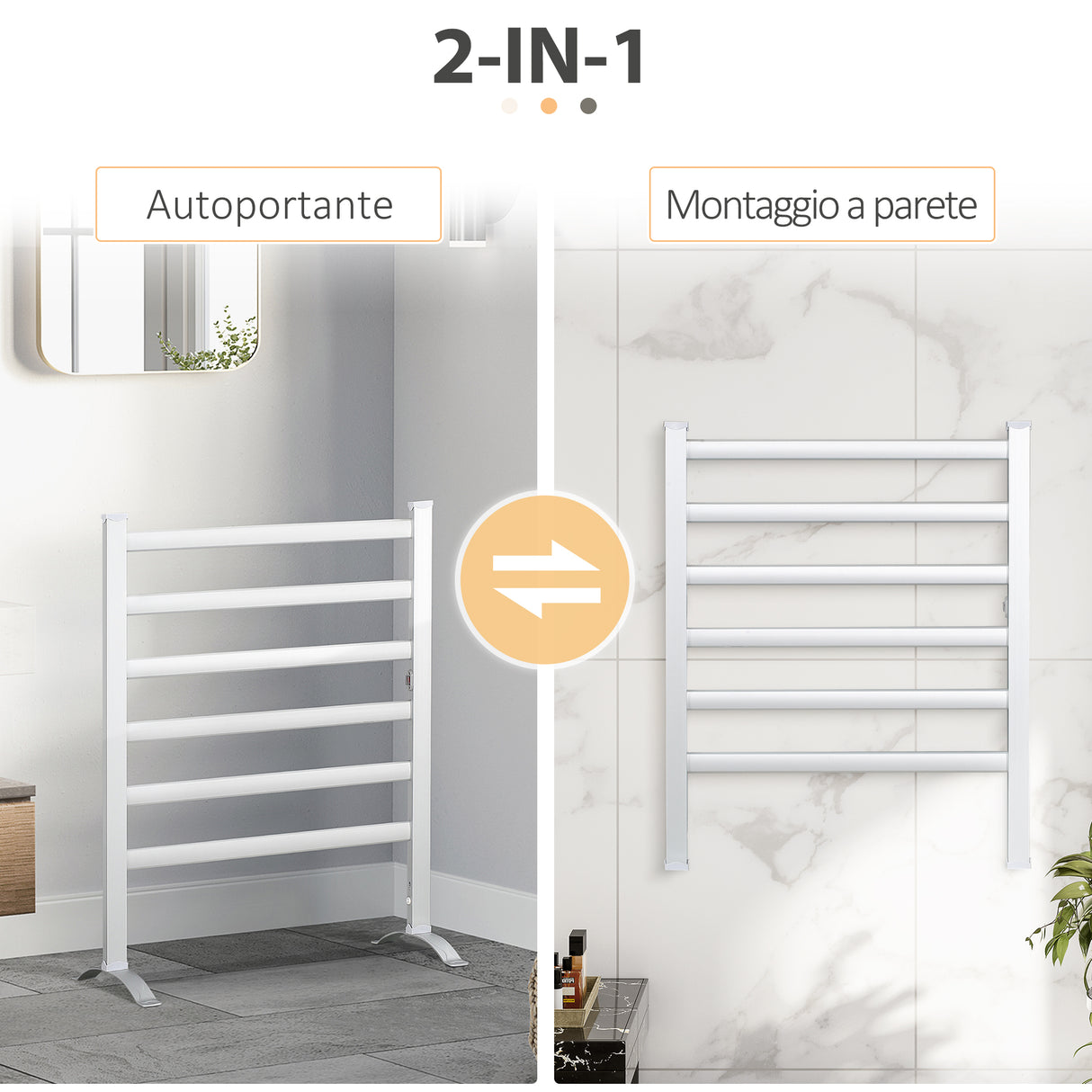 easycomfort scaldasalviette elettrico da 140w a 6 barre con temperatura 45 c 55 c in alluminio 69x36x90 cm argento