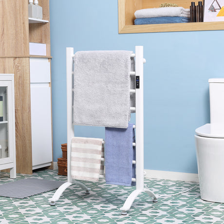 easycomfort easycomfort scaldasalviette elettrico a 8 barre con timer e controllo temperatura 50x45x80 cm bianco