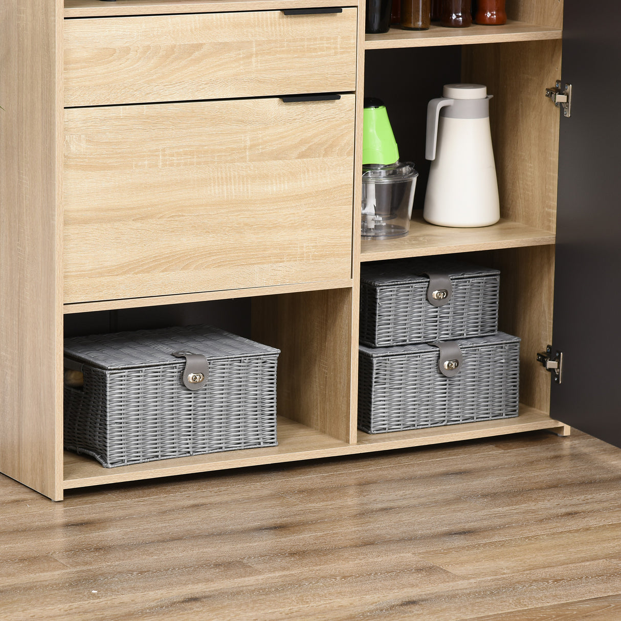 easycomfort easycomfort set di 3 cesti in vimini pp con coperchio di diverse dimensioni grigio