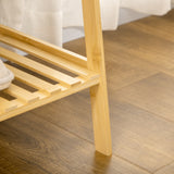 easycomfort easycomfort appendiabiti in bambu design rialzato a 2 livelli con barra e 2 ganci 114x40x139 cm