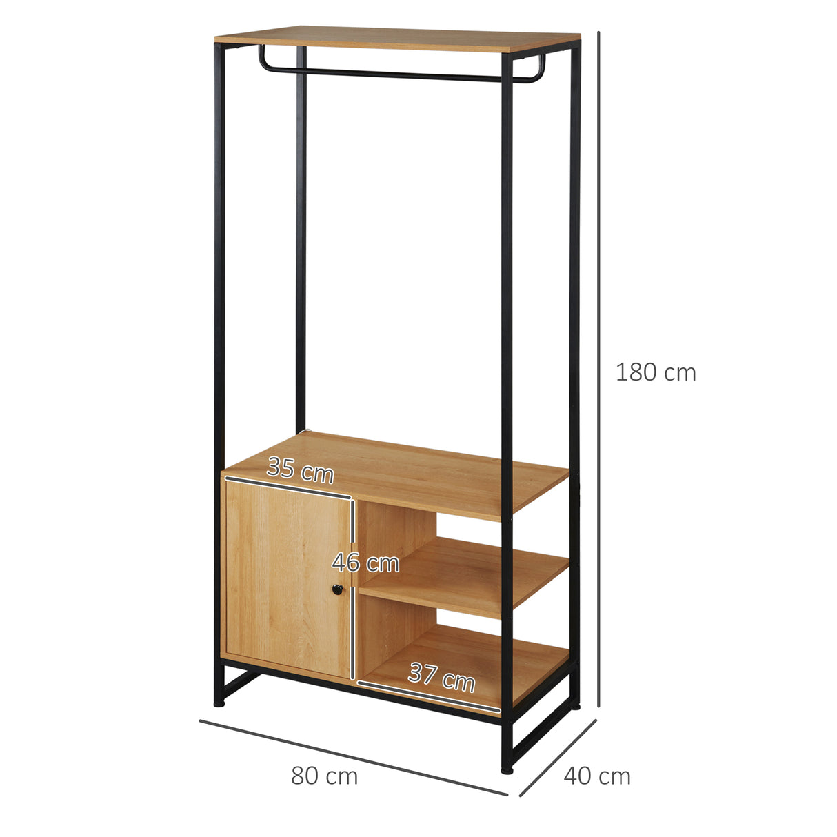 easycomfort easycomfort appendiabiti in acciaio e legno stile industriale con scarpiera e ripiani 80x40x180cm