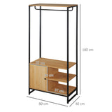 easycomfort easycomfort appendiabiti in acciaio e legno stile industriale con scarpiera e ripiani 80x40x180cm