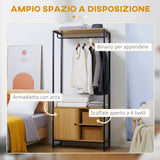 easycomfort easycomfort appendiabiti in acciaio e legno stile industriale con scarpiera e ripiani 80x40x180cm