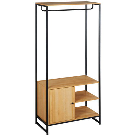 easycomfort easycomfort appendiabiti in acciaio e legno stile industriale con scarpiera e ripiani 80x40x180cm