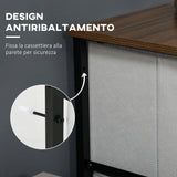 easycomfort easycomfort cassettiera 8 cassetti in tessuto rimovibili in legno e acciaio stile industriale 45x30x116cm