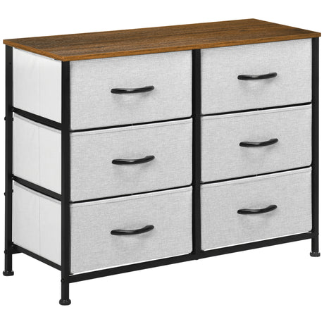 easycomfort easycomfort cassettiera 6 cassetti in tessuto rimovibili in legno e acciaio stile industriale 80x30x62 5cm