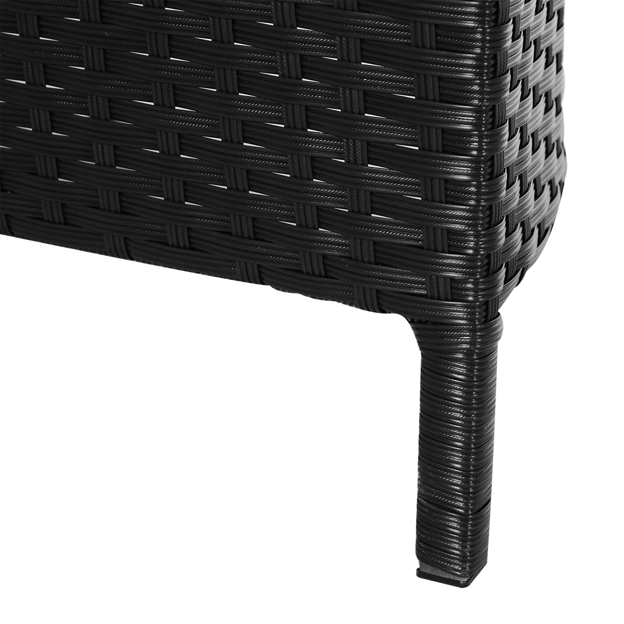 easycomfort easycomfort divano da esterno in rattan set 5 pezzi con pouf salottino per il giardino nero e bianco 96cmx 68cmx 65cm