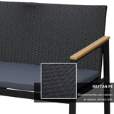 easycomfort easycomfort set 4 pezzi salotto da esterni con 2 sedie divano e tavolino mobili da giardino in rattan e acciaio nero
