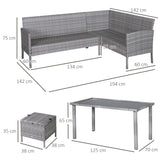 easycomfort easycomfort set 5 pezzi salotto da esterno con 2 divani 1 tavolino 2 sgabelli mobili da giardino in rattan grigio