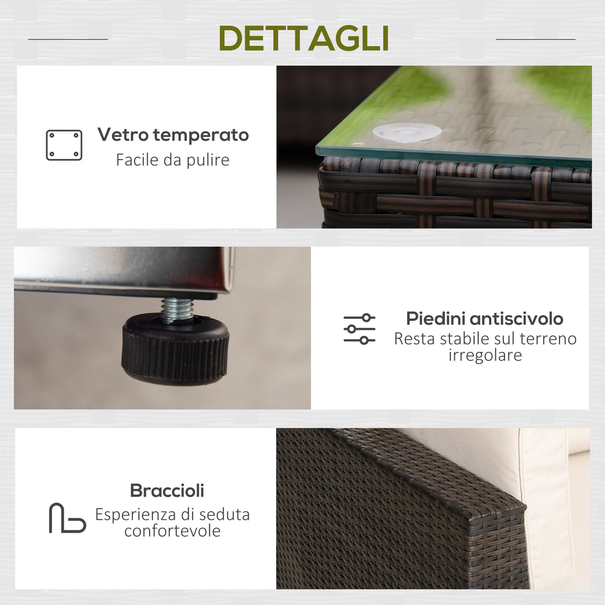 easycomfort easycomfort mobili da giardino in rattan e alluminio set 8 pezzi salotto da giardino componibile con divani e tavolino da esterno