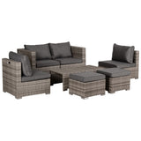 easycomfort easycomfort salotto da esterno in rattan pe da 8 pezzi set mobili da giardino salvaspazio con poltrone tavolini e sgabelli grigio