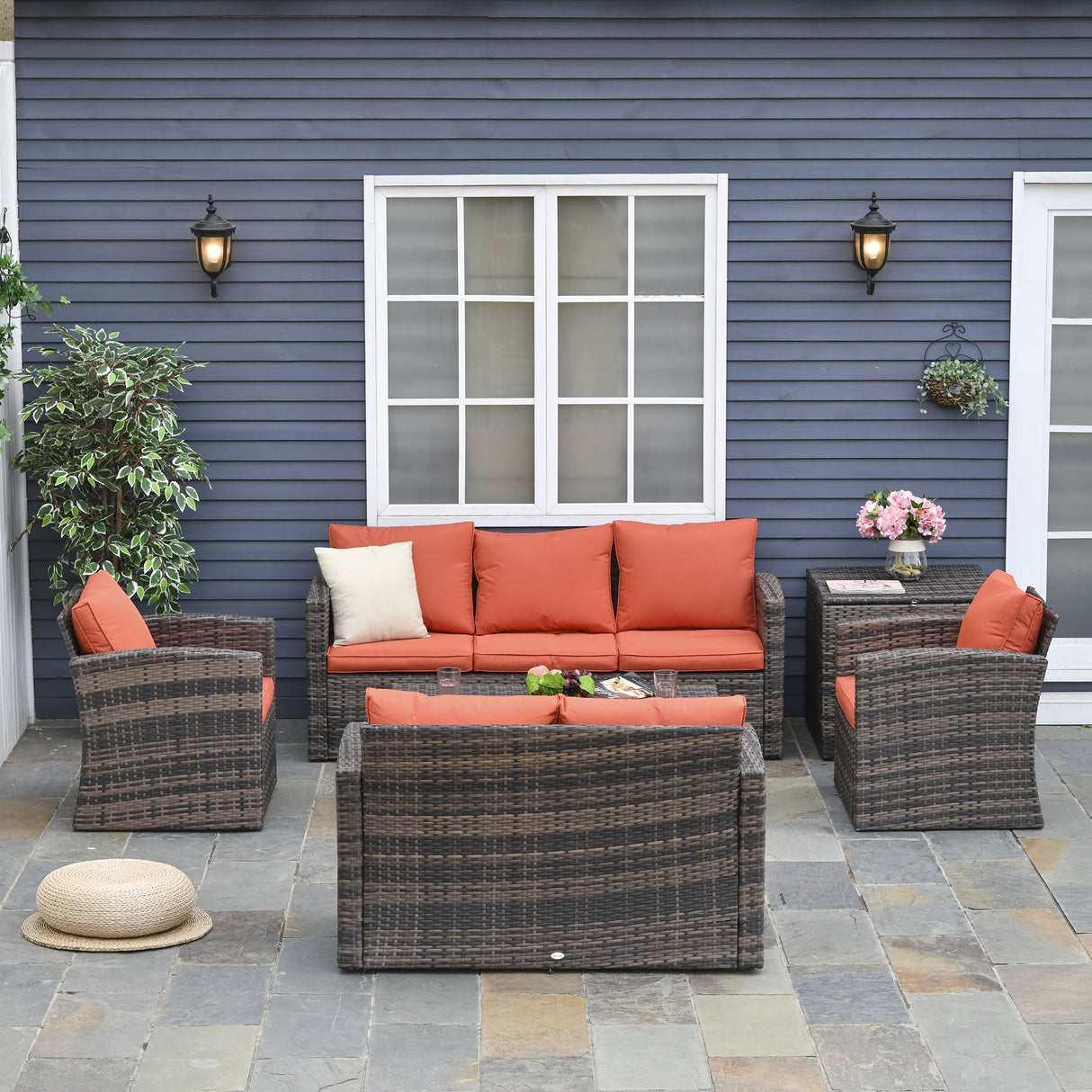 easycomfort mobili da giardino 6 pezzi in rattan divani poltrone tavoli contenitore