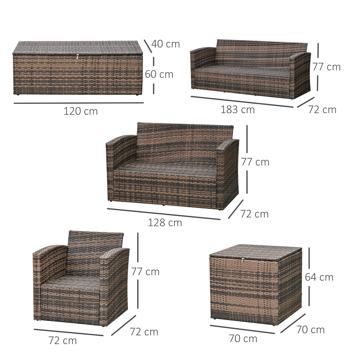 easycomfort mobili da giardino 6 pezzi in rattan divani poltrone tavoli contenitore